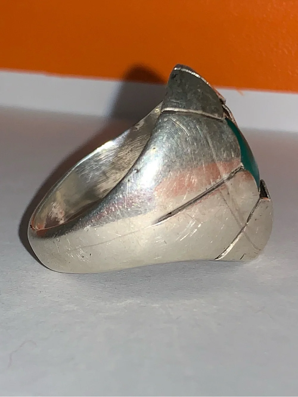 Vintage Sterling Navajo Turquoise Sterling Silver Shadowbox Ring Size 10 3/4 12g